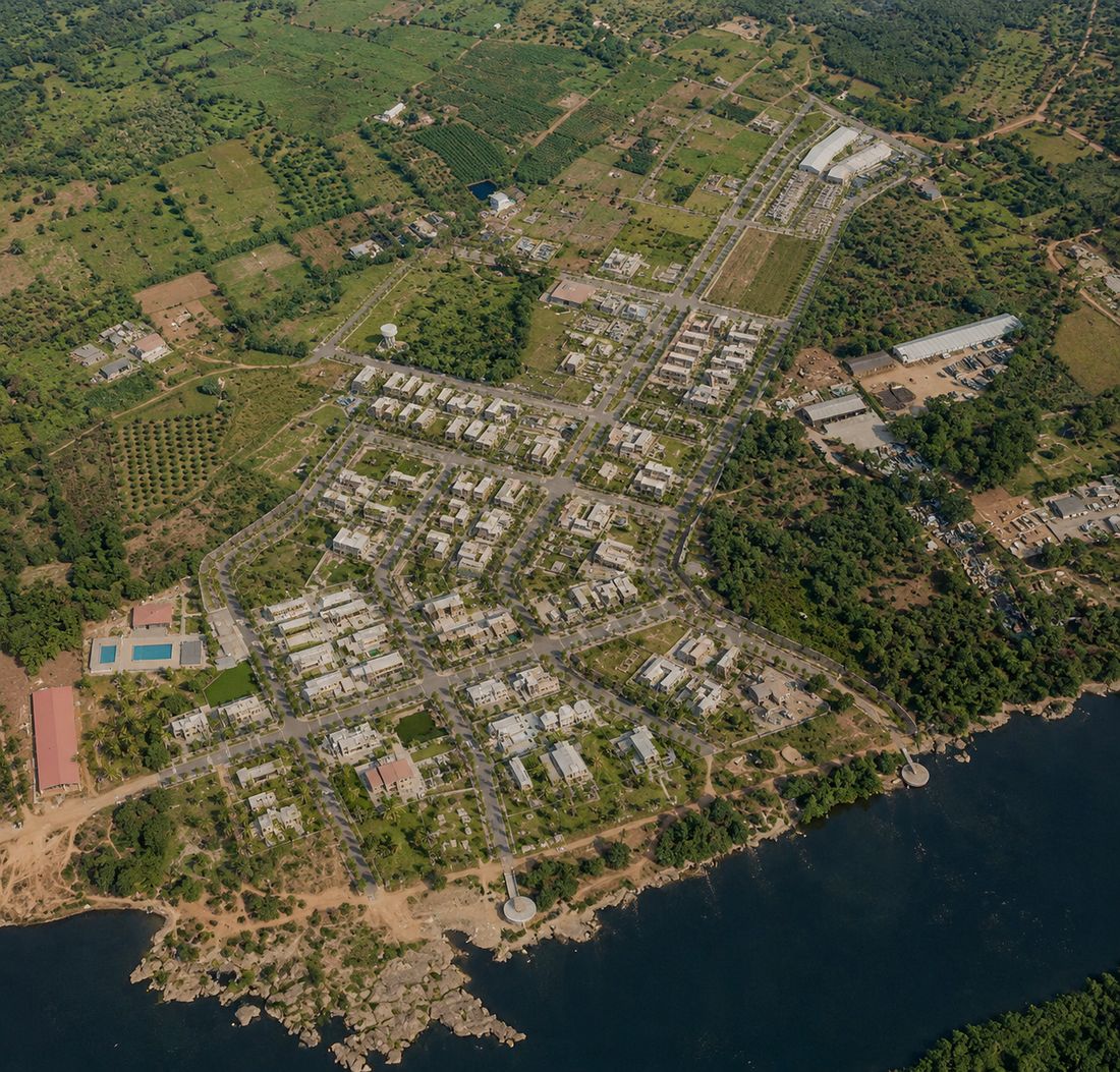 Aerial view of the Glass Resort Suites estate